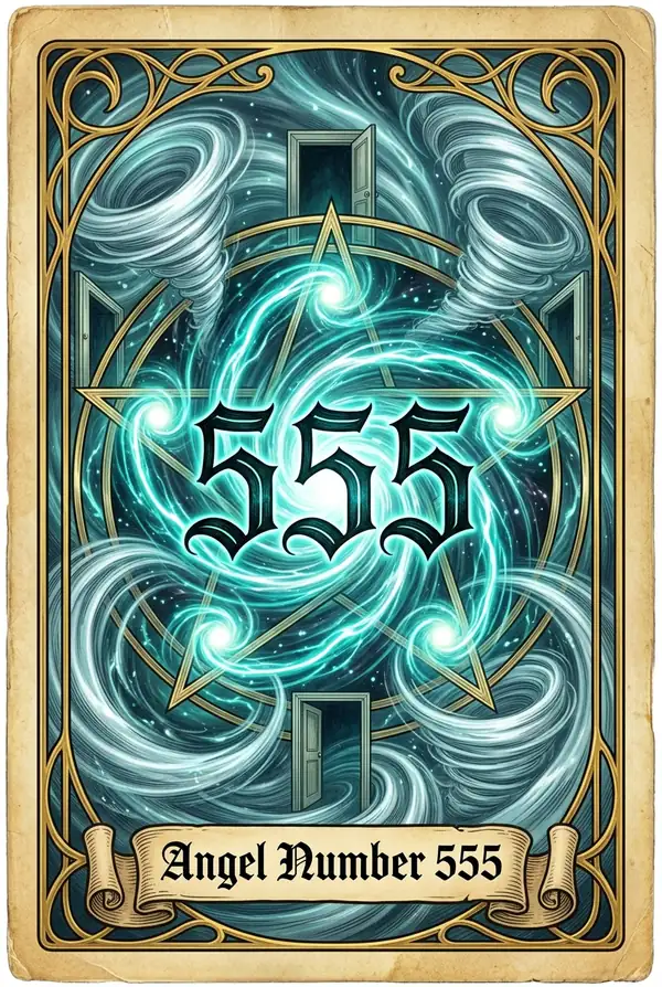 Angel number 555 - golden butterfly emerging from a chrysalis of transformative light